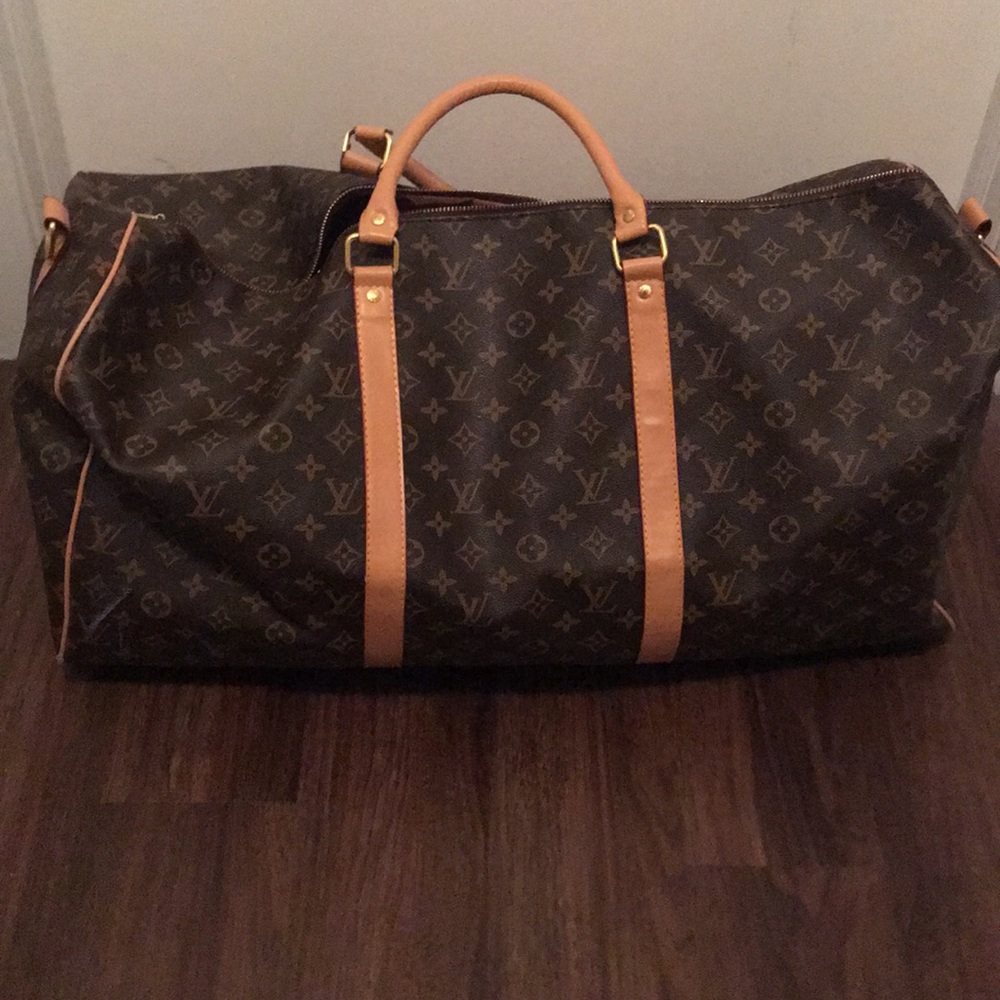 Brown duffle bag